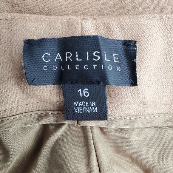 New Carlisle Collection Wide Leg Trouser Pants Wool Cashmere Stretch Tan Size 16 - Picture 4 of 5